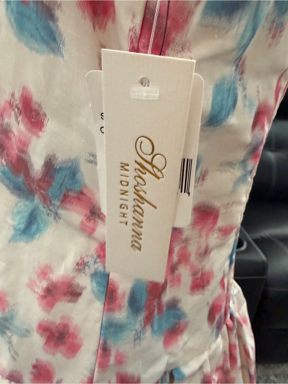 Shoshanna Cream Dress with Blush & Lapis Floral Print - Picture 3 of 5